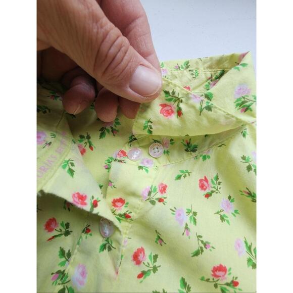 Victoria Secret Shirt Womens Extra Small Yellow Floral Button Front Sleep - Picture 6 of 16